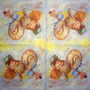 094 Muscheln - 3-lagig (blau) - Home Fashion